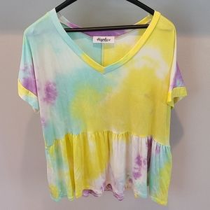 Tie dye peplum baby doll tee